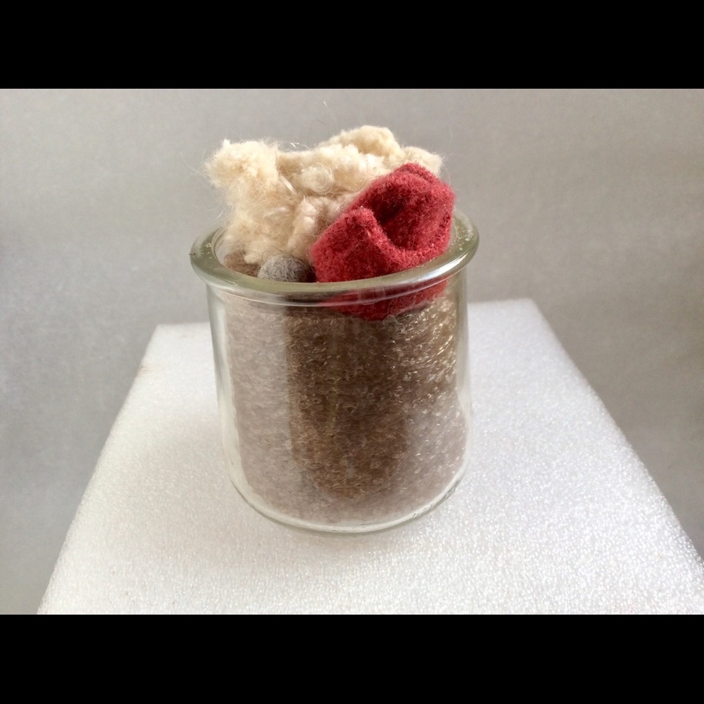 Felted Faux Succulents in Recycled Glass Pot